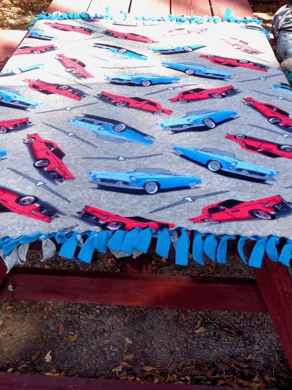 very nice ford t-bird 63x54 homemade blanket